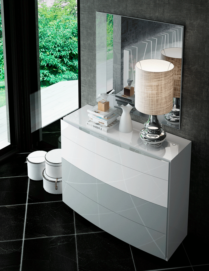 ESF Furniture Ronda Dresser in Gray and White Lacquer Finish