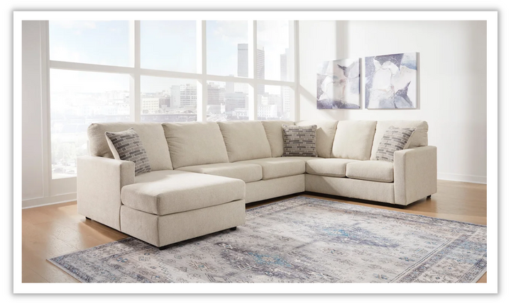 Modern Heritage Edenfield 3-Piece U-Shape Fabric Sectional with Chaise