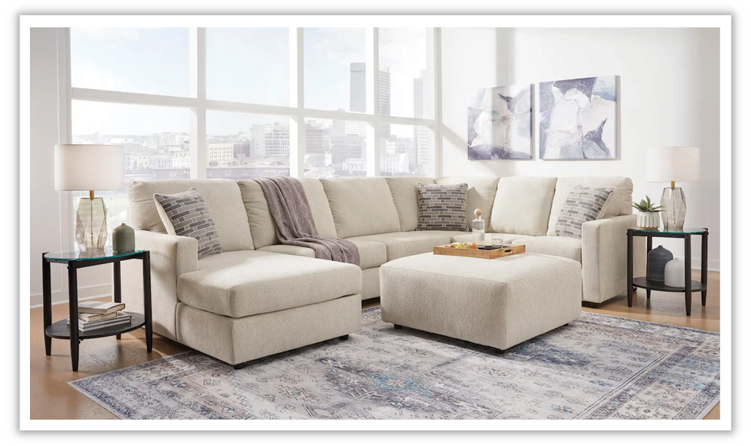 Modern Heritage Edenfield 3-Piece U-Shape Fabric Sectional with Chaise