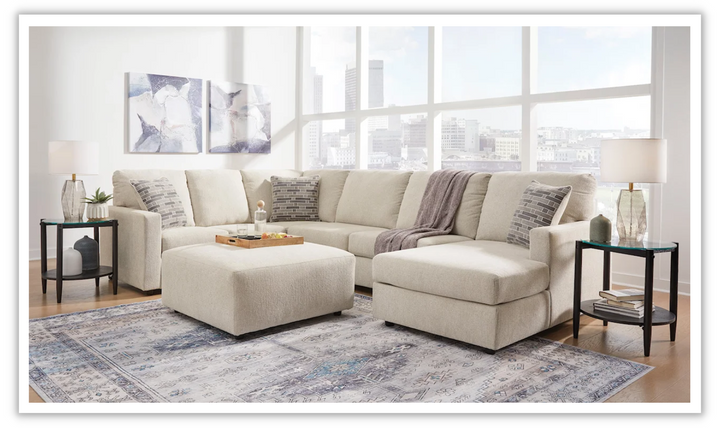 Modern Heritage Edenfield 3-Piece U-Shape Fabric Sectional with Chaise