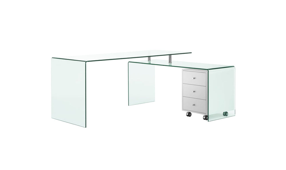 Rio office desk in gloss glass