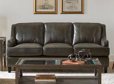 Clayton Grey Fabric Living Room Set with Track Arm