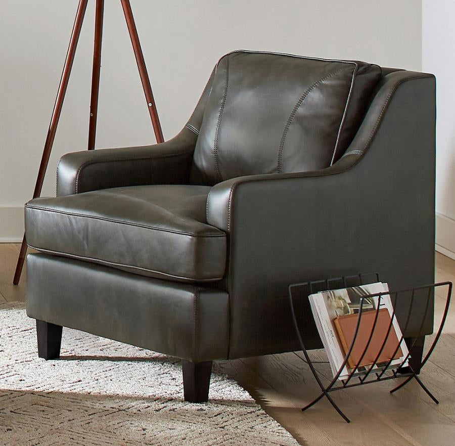 Clayton Grey Fabric Living Room Set with Track Arm