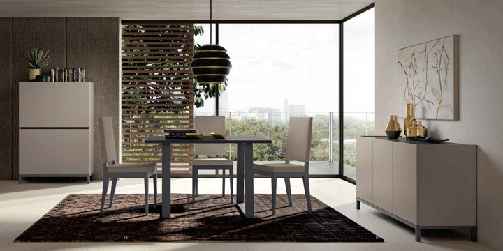 ESF Italia Kali Extendable Wood Top Dining Table in Gray