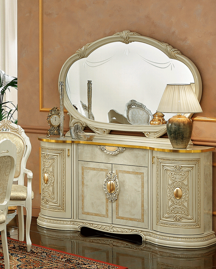 ESF Italia Leonardo 4 Door 1 Drawer Wooden Buffet Cabinet in Ivory