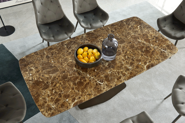 ESF Italia Angelica X-Cross Base Dining Table with Brown Marble Top