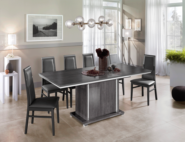 ESF Italia Oxford Extendable Wood Top Dining Table in Gray