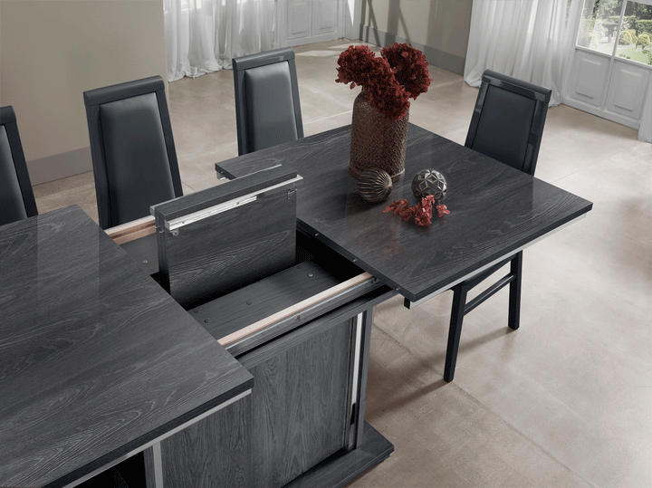 ESF Italia Oxford Extendable Wood Top Dining Table in Gray
