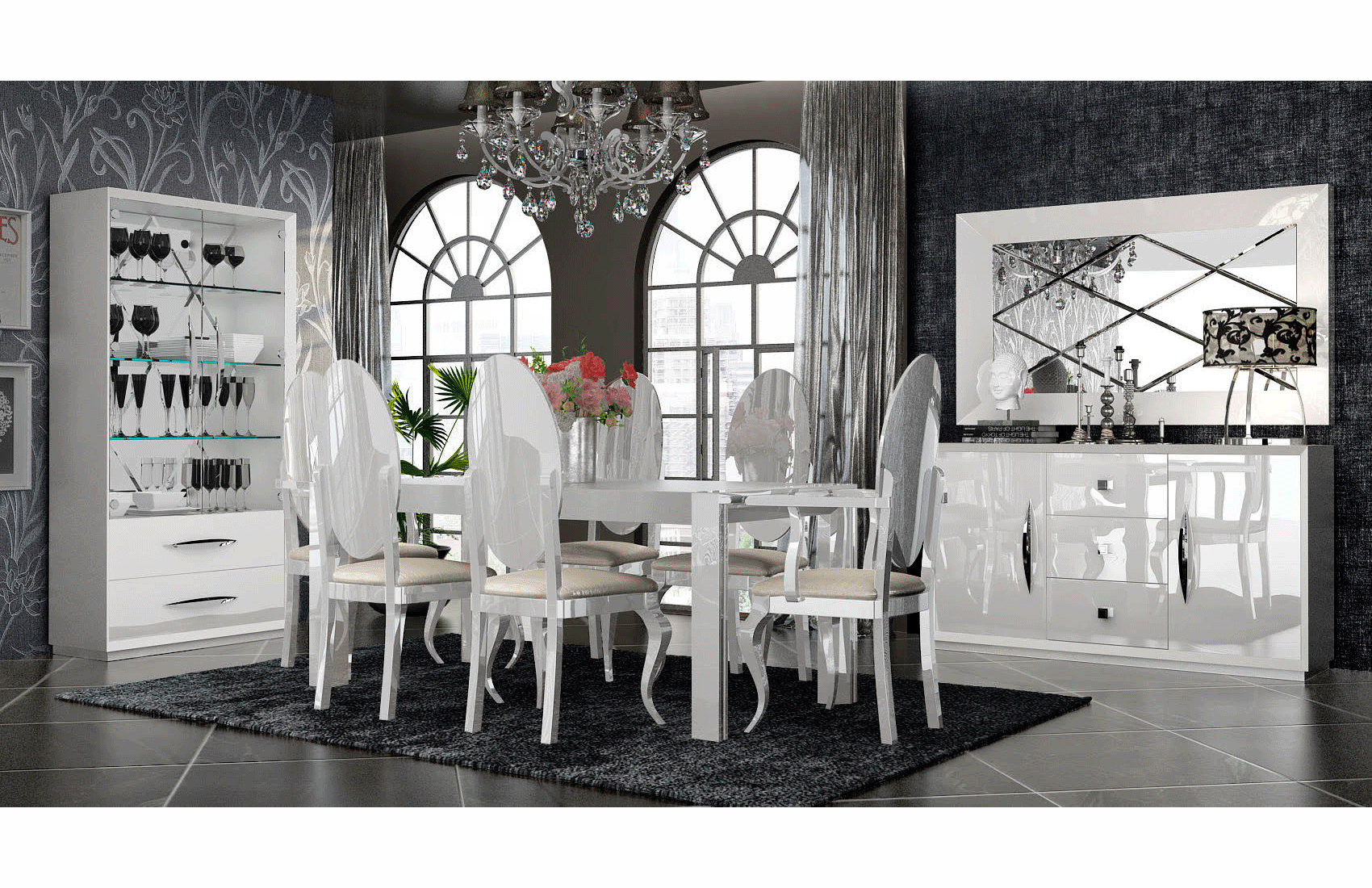 ESF Italia Carmen 2 Doors 3 Drawers Buffet Cabinet in White