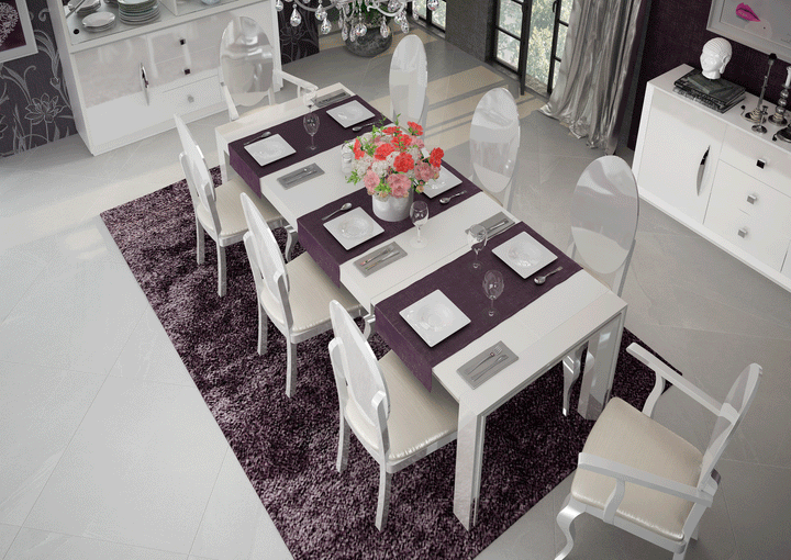 ESF Furniture Carmen Dining Side Chair in High Gloss Lacquer Finish