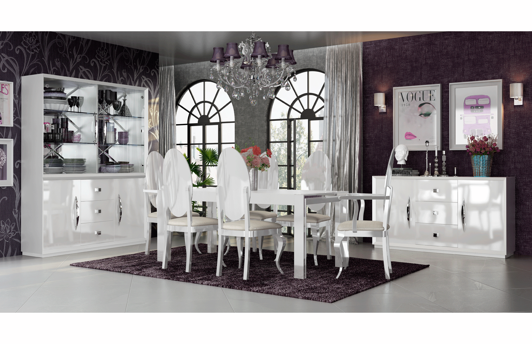 ESF Italia Carmen 2 Doors 3 Drawers Buffet Cabinet in White