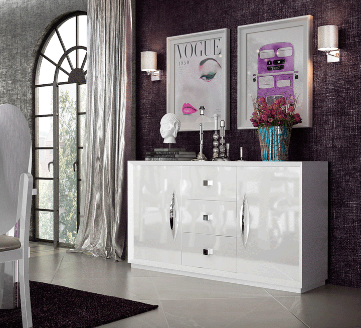 ESF Italia Carmen 2 Doors 3 Drawers Buffet Cabinet in White