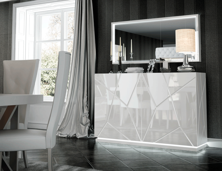 ESF Italia KIU 2 Door White Buffet Cabinet in High Gloss Lacquer Finish