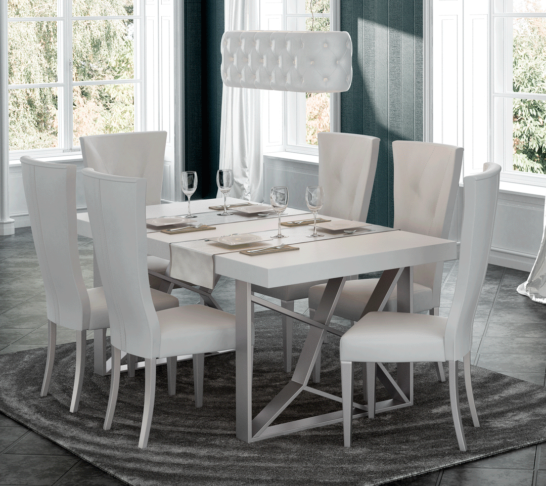 ESF Italia Kiu Dining Set in High Gloss White Finish