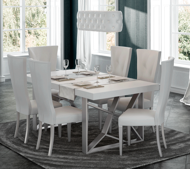ESF Italia Kiu Dining Set in High Gloss White Finish