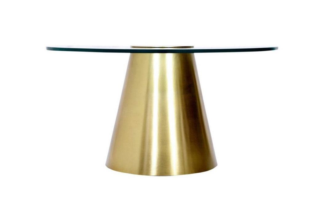 Meridian Furniture Glassimo Round Glass Top Coffee Table in Gold