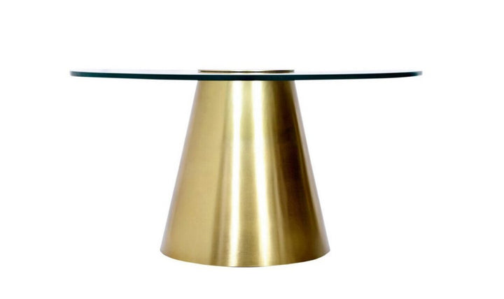Meridian Furniture Glassimo Round Glass Top Coffee Table in Gold