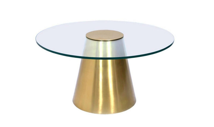 Meridian Furniture Glassimo Round Glass Top Coffee Table in Gold