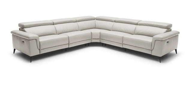 Hendrix Leather Upholstered Power Sectional in Wood