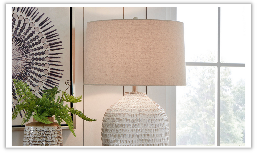 Modern Heritage Jamon Ceramic Rounded Base Table Lamp in Beige