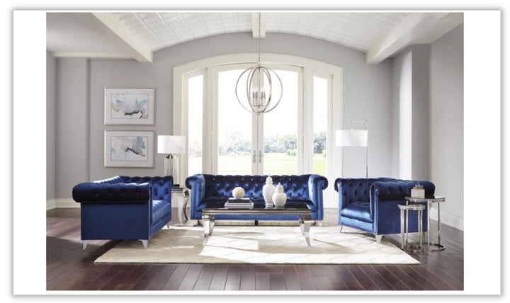 Coaster Furniture Bleker Blue Velvet Tufted Modular Living Room Set