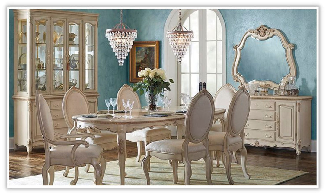 AICO Lavelle Oval Dining Room Set in Beige (7-piece set)