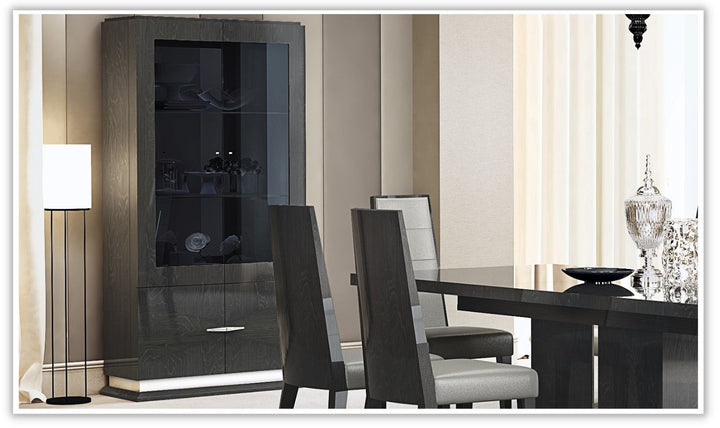 Vektor 3 Shelves Wooden Vitrine In Gray