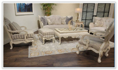 Lavelle Wooden Living Room Set in Pearl Finish