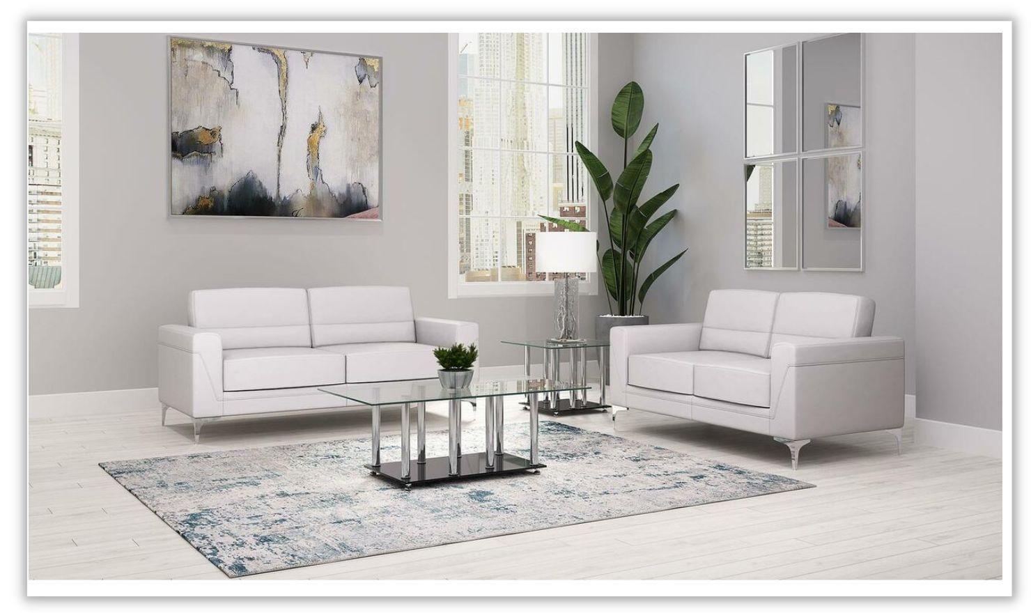 Global Furniture Gabi 2-Piece Light Gray PVC Upholstery Living Room Set
