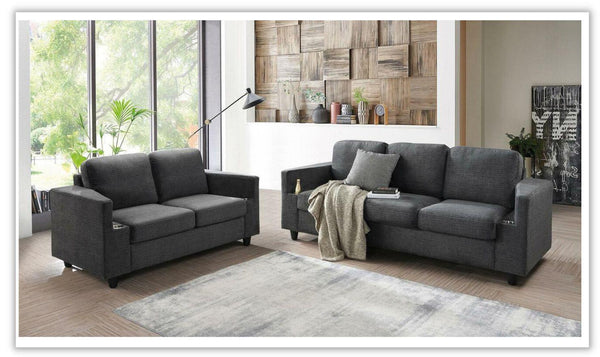 Global Furniture Silo Fabric Living Room Set in Bear Gunmetal