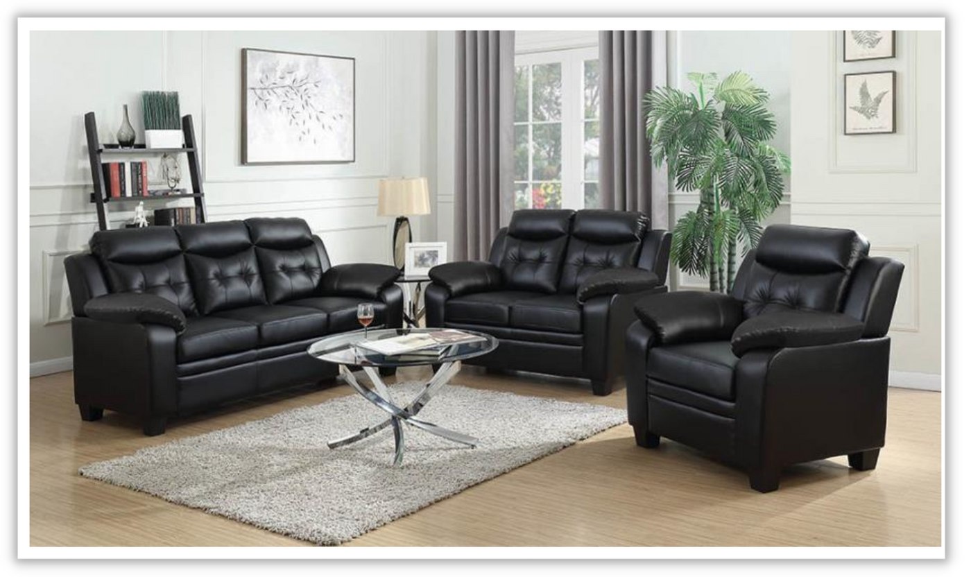Finley Leather Living Room Set with Pillow Top Armrests