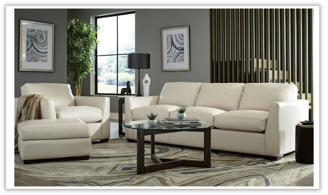 Universal Furniture Heroes Leather Living Room Set in Cream