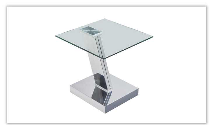 Jennifer Italia Cute Cut Square End Table with Glass Top-Jennifer Furniture