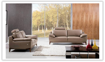 Galina Leather Living Room Set with Adjustable Headrests