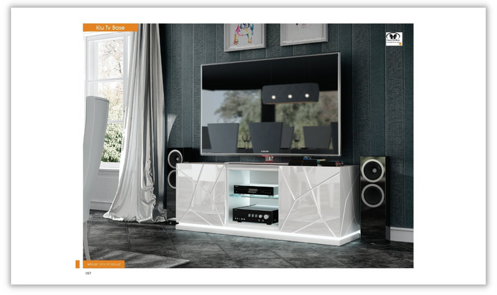 ESF Furniture KIU TV Base with Lights in White High Gloss Finish