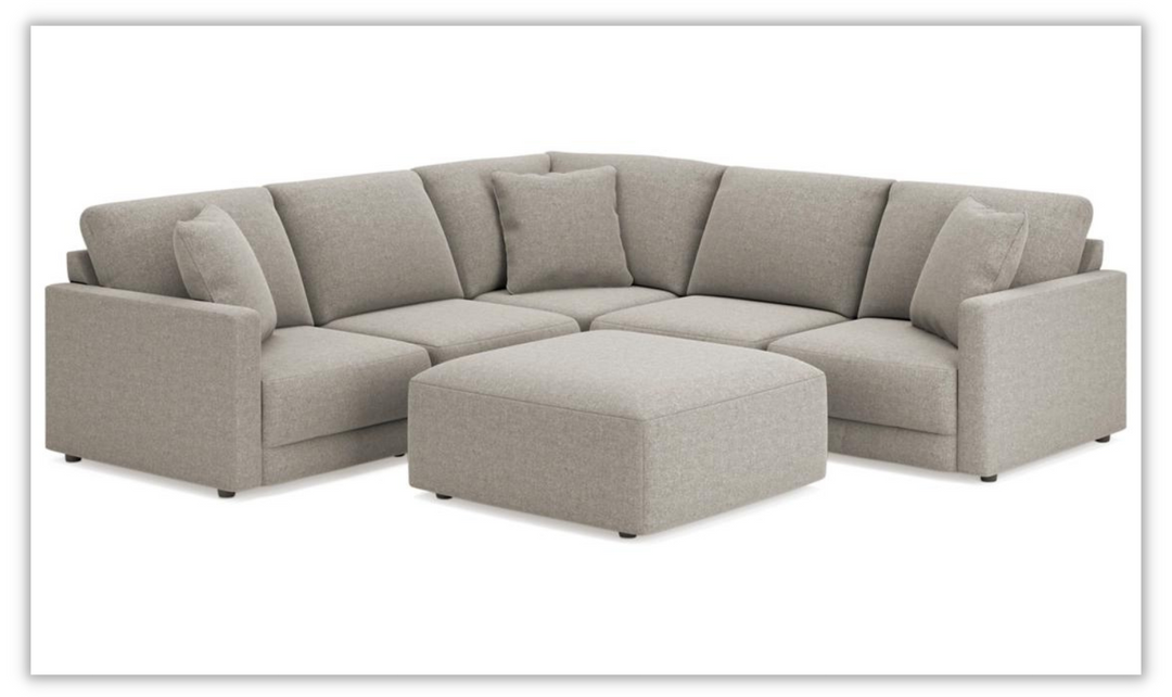 Modern Heritage Katany 5-Piece L-Shape Modular Sectional Sofa in Shadow Gray