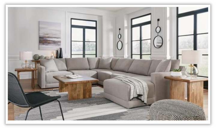 Modern Heritage Katany 6-Pieces Modular Sectional Sofa Chaise in Shadow Gray