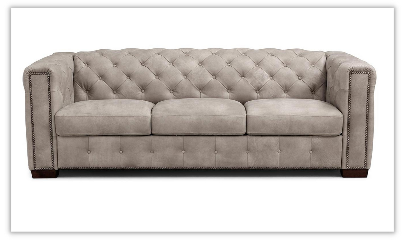 Callas 3-Seater Leather Queen Sleeper Sofa in Beige