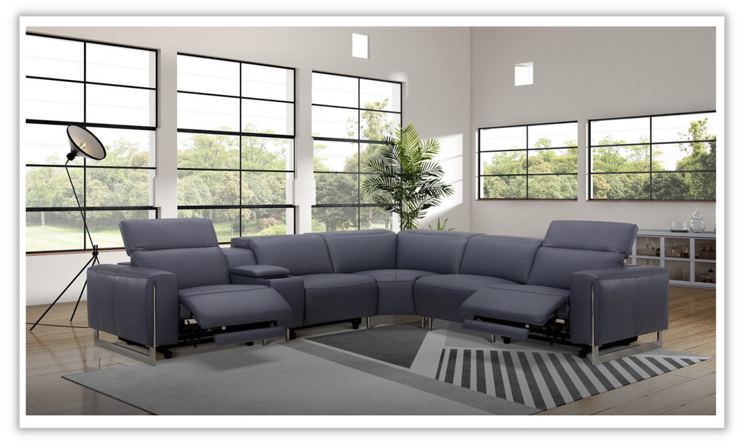 Latitude / Hudson Leather Recliner 6PC Sectional with Power Motion