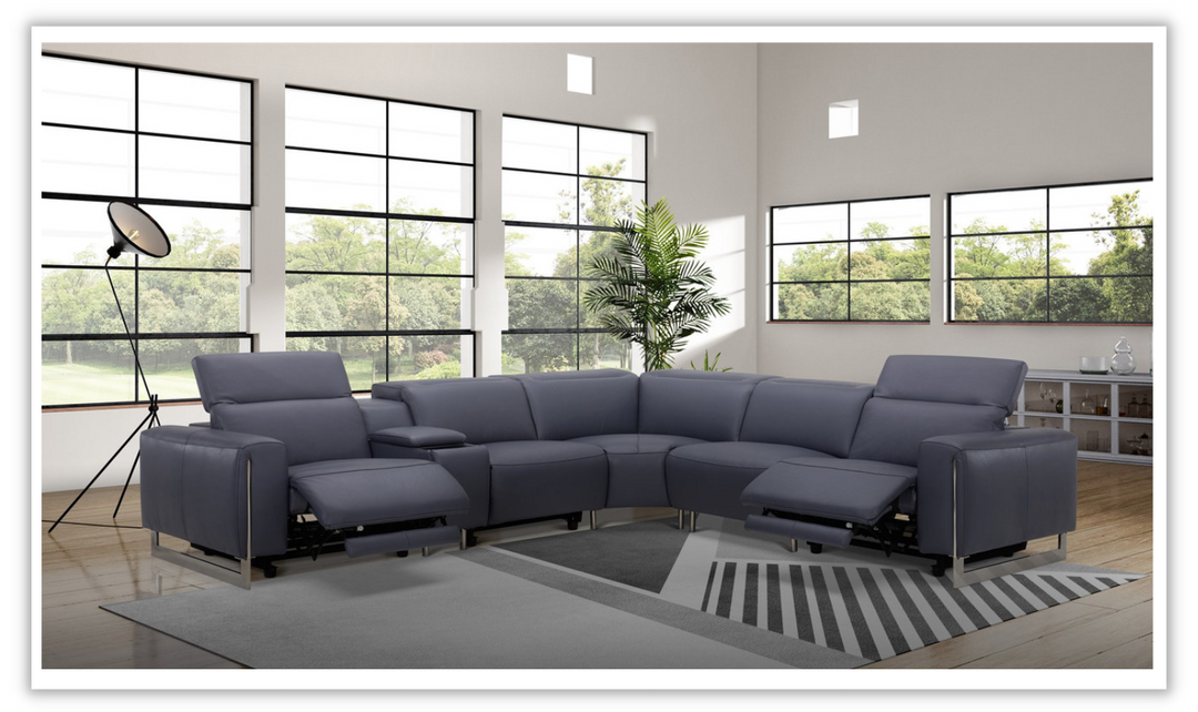 Gio Italia Latitude Hudson 6PC Leather Power Recliner Sectional Sofa