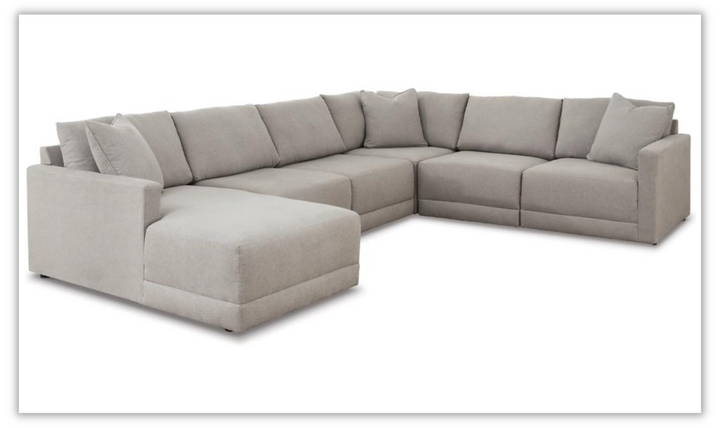 Modern Heritage Katany 6-Pieces Modular Sectional Sofa Chaise in Shadow Gray