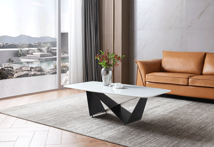 ESF Furniture Allen Rectangular Marble Top Coffee Table - 102