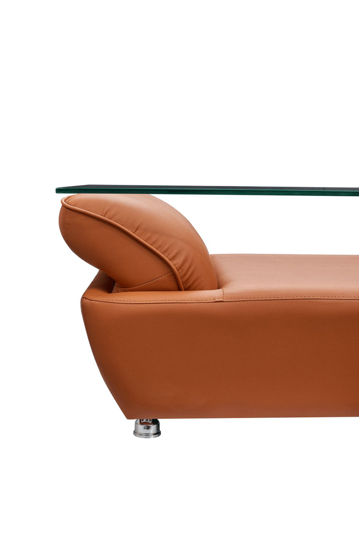 ESF Furniture Avianna Orange Eco Leather Coffee Table with Glass Top