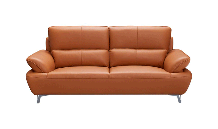 ESF Furniture Avianna Orange Eco Leather Coffee Table with Glass Top