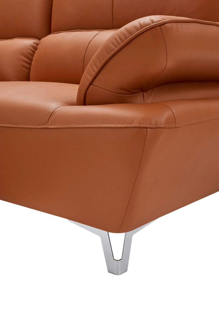 ESF Furniture Avianna Orange Eco Leather Coffee Table with Glass Top