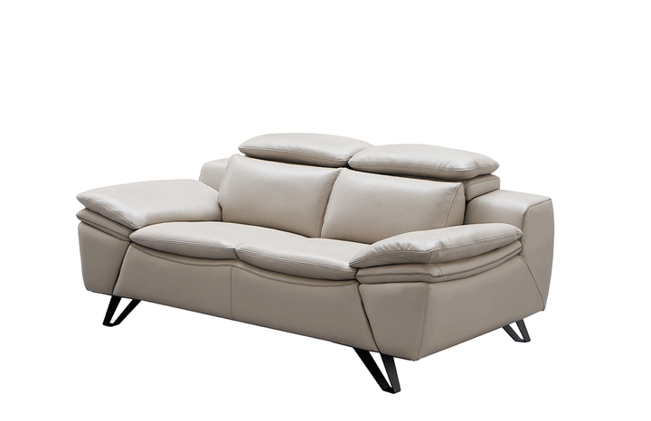 Amir Leather Loveseat with Adjustable Headrests
