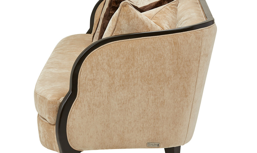 AICO Malibu Crest 3-Seater Velvet Sofa + 6 Accent Pillows