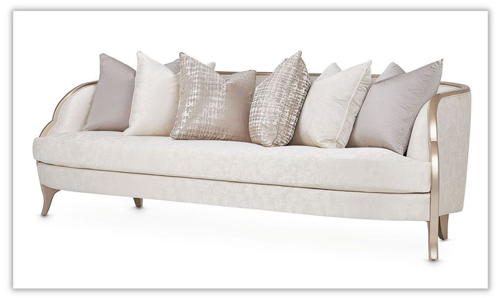 AICO Malibu Crest 3-Seater Velvet Sofa + 6 Accent Pillows