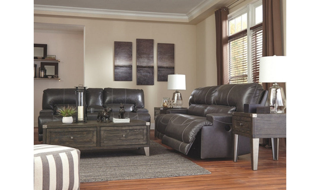 Modern Heritage McCaskill Gray Leather Reclining Living Room Set