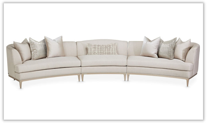 AICO Malibu Crest 3-Piece Sectional Sofa in White